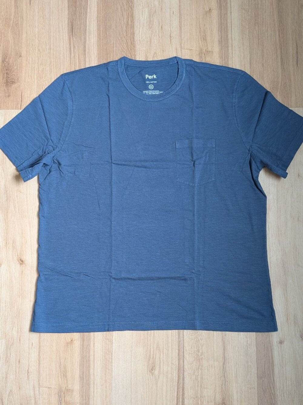 NWT Perk Men's Low Key Pocket T Shirt 2XL Deep Sea  Blue100% Cotton Crew